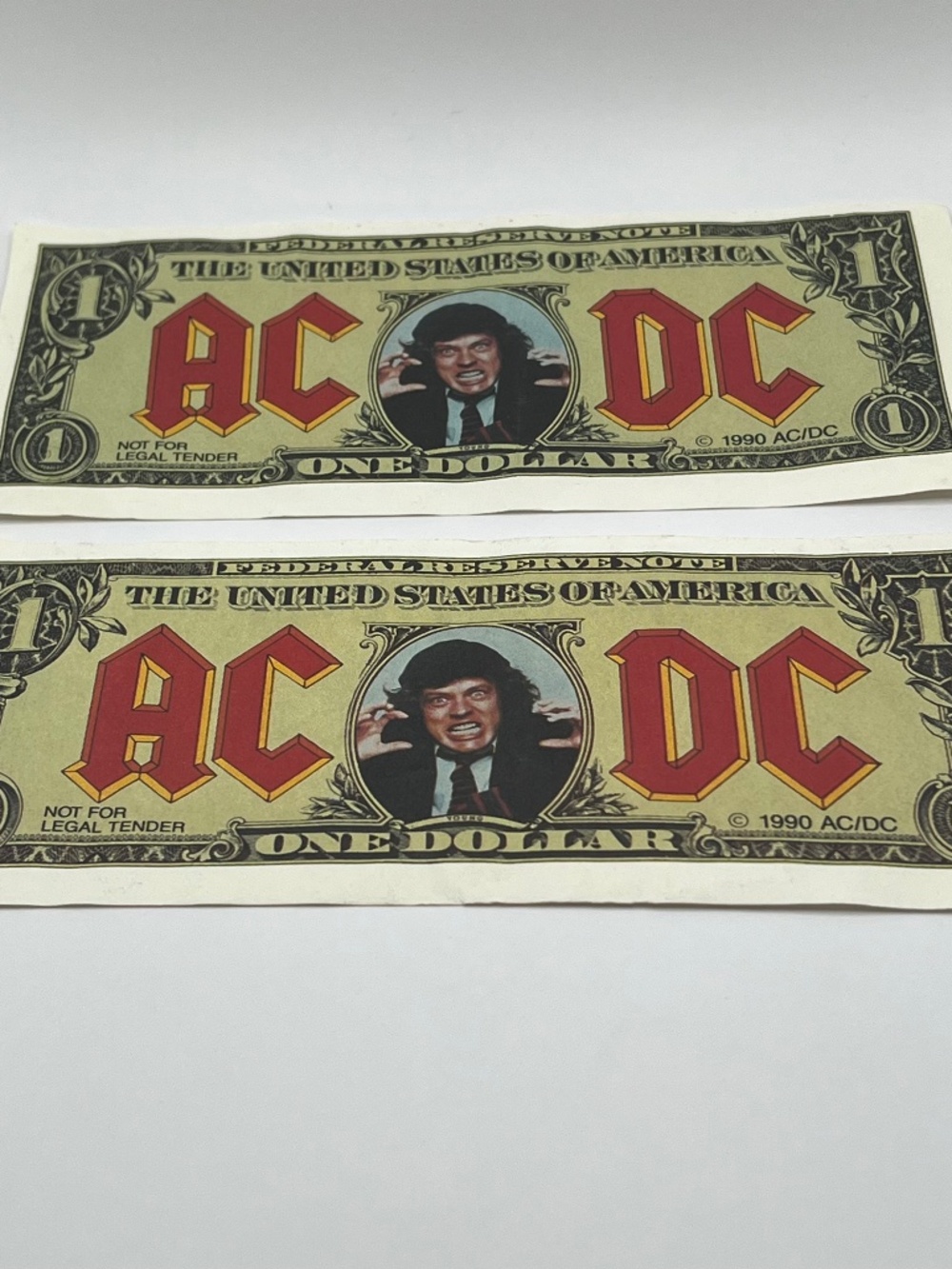 AC/DC Razors Edge Money Talks Angus Young Promotional One Dollar Bill 1990
